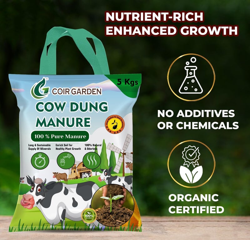 COIR GARDEN - ORGANIC COW DUNG MANURE 5 KG FERTILIZERS FOR PLANTS, VEGETABLES AND HOME GARDENING - Image 5