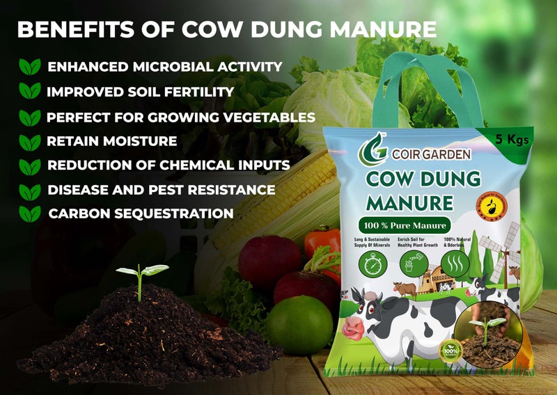 COIR GARDEN - ORGANIC COW DUNG MANURE 5 KG FERTILIZERS FOR PLANTS, VEGETABLES AND HOME GARDENING - Image 4