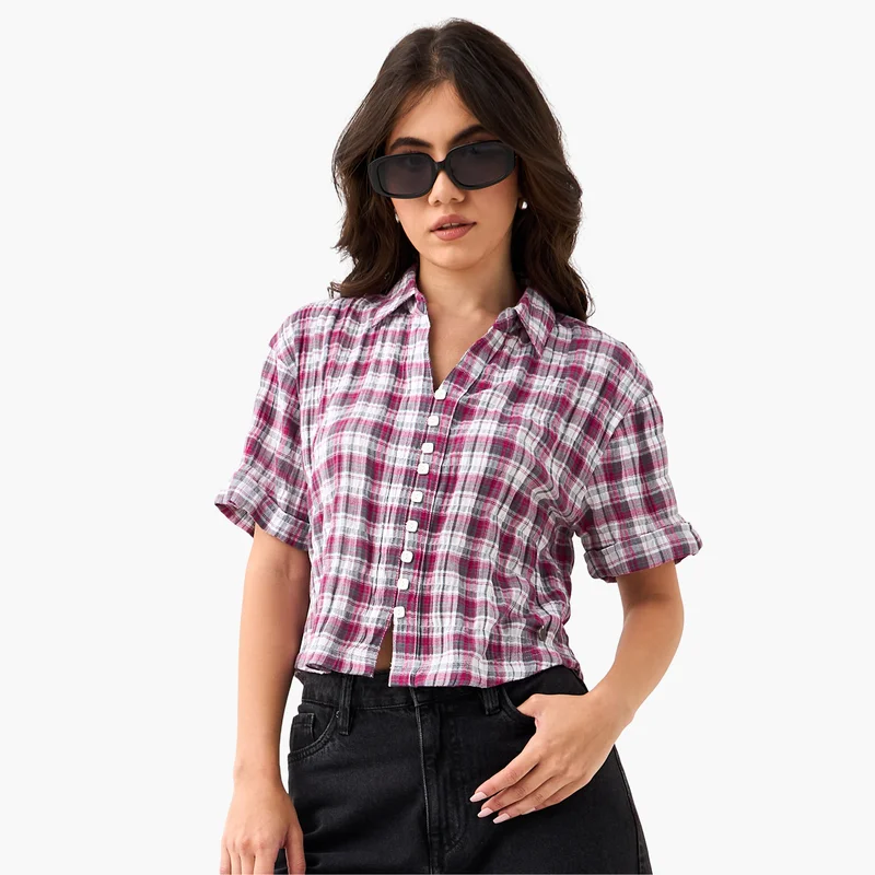 Lee Cooper Regular Fit Collared Checked Shirt