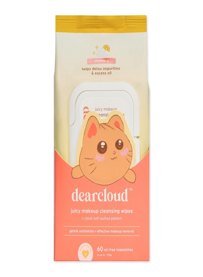 dearcloud Juicy Makeup Cleansing Wipes - 60 Count - makeup wipes and makeup remover for face - Oil-Free makeup remover wipes (Vitamin C)