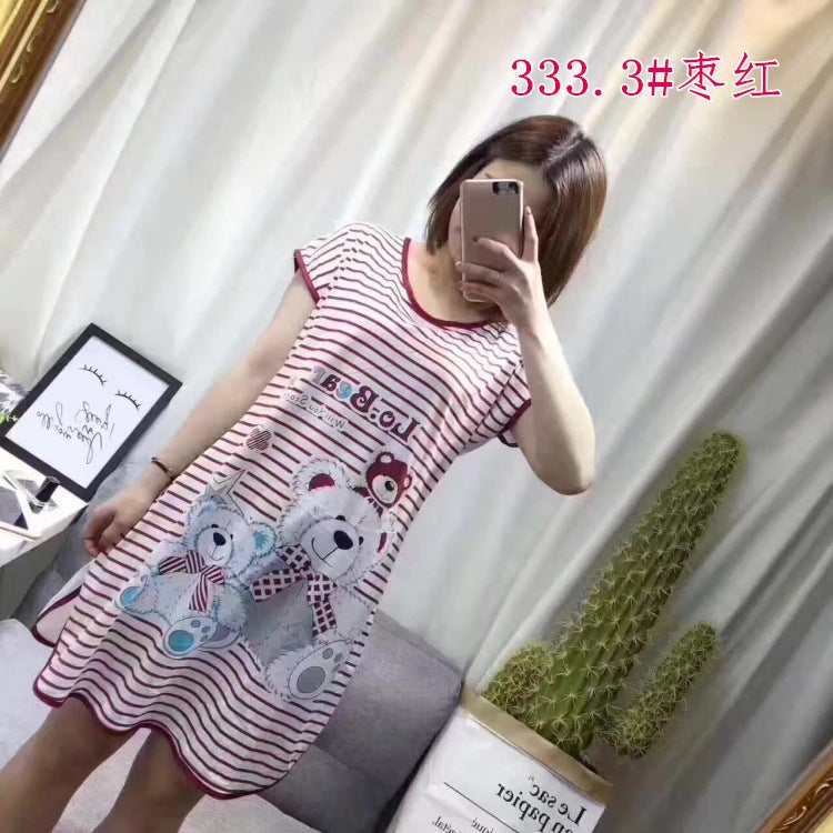 Cartoon Sweet Cute One-piece Nightgown 333.74# Blue Mouse
