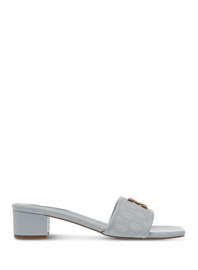 ELLE Womens Monogram Detail Slip-On Sandals With Block Heels