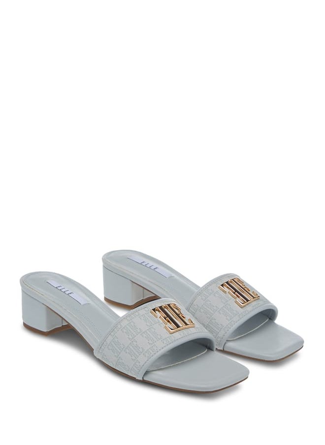 ELLE Womens Monogram Detail Slip-On Sandals With Block Heels  - Image 2