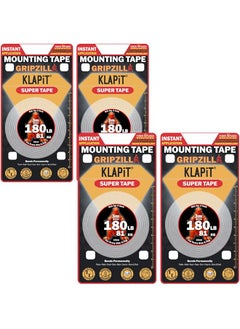 KLAPiT KLAPiT SUPER TAPE - GRIPZILLA 3 Meter Heavy Duty Double-Sided Nano Tape Holds 180lb/81kg | Strong Adhesive Tape for Wall Mounting, Rugs, and DIY | Residue-Free & Waterproof (4 pc pack)  - Image 1