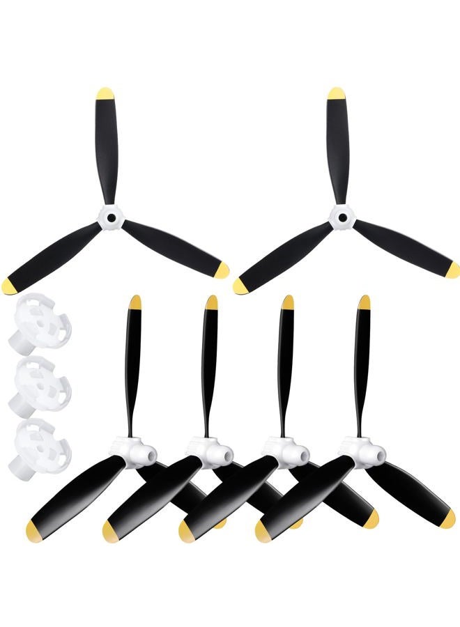 Outus 6 Sets F4u RC Plane Propeller 3 Blade Propeller Compatible with 761-8 761-9 761-16 T28 P47 Fighter Remote Control Plane Radio Controlled Plane with Propeller Adapters - Image 1