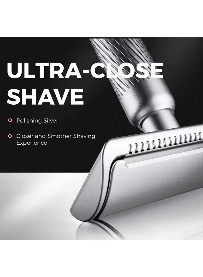 zomchi Classic Safety Razor For Men And Women With 10 Counts Double Edge Blades Redesigned Noble Silver Metal Safety Razor Reusable Safety Razor Friendly For Beginner Sustainable Living Choice - Image 4