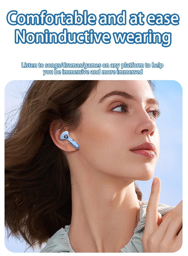 GULFLINK Wireless Earphones Bluetooth 5.3 Headphones LED Power Display Mini Crystal in-Ear Earbuds with Wireless Charging Case Touch Control Built-in Mic Headphone(Black) - Image 4