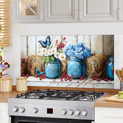 AOHMPT Kitchen Wallpaper and Stove Backsplash Stickers Waterproof PVC Vinyl Peel Stick Decals Reusable Glossy Wall Art for Modern Homes by EasyInstall Decor 30 x 16 - Image 1