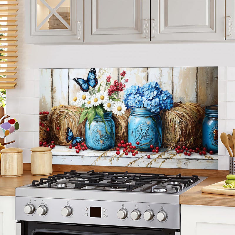 AOHMPT Kitchen Wallpaper and Stove Backsplash Stickers Waterproof PVC Vinyl Peel Stick Decals Reusable Glossy Wall Art for Modern Homes by EasyInstall Decor 30 x 16 - Image 2