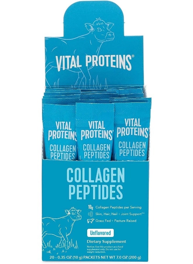 Vital Proteins Dairy and Gluten-Free Hydrolyzed Collagen Peptides Powder Supplement Travel Packs (Type I, III, 20ct Per Box) - 10g Per Serving - Image 1