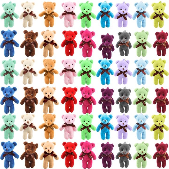 Haconba 54 Pack 47 Inch Mini Teddy Bears Stuffed Animals Cute Soft Small Plush Bears Toy for DIY Keychain Birthday Wedding Christmas Easter Valentine Party 18 Colors - Image 1