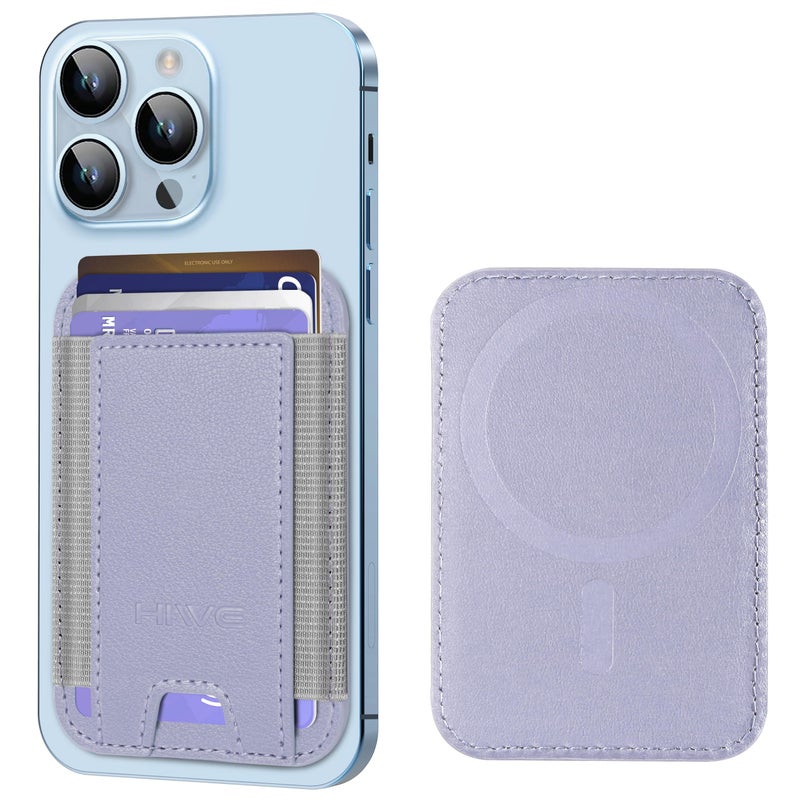 HiWe for MagSafe Wallet, Strongest Magnetic Wallet for iPhone 17/16/15/14/13/12 Series, 7 Cards Holder, Leather Minimalist Slim RFID, 1 Slot, K-Lilac - Image 1