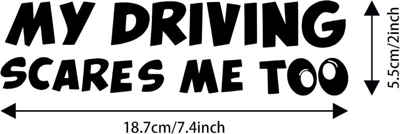 TOMALL 2pcs My Driving Scary Me Too Decals for Car Vinyl Waterproof Funny Self-Adhesive Warning Stickers for Car Truck Window Bumper Trunk Decoration (Black) - Image 2