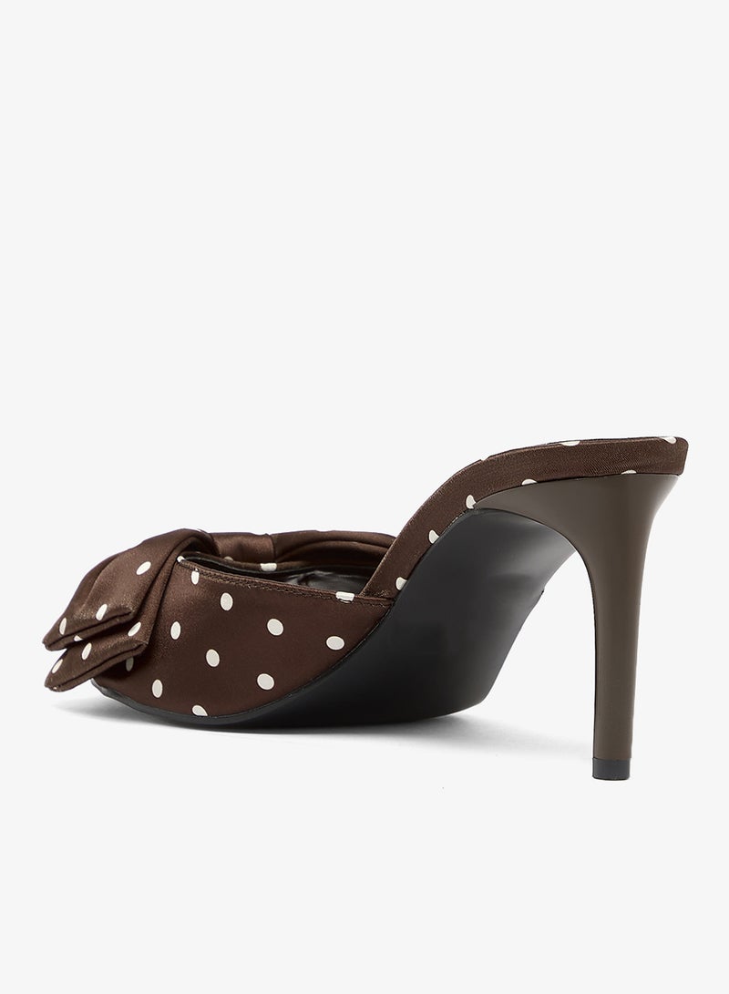 GLAMOROUS Bow Polka Dot Satin Sandals - Image 3