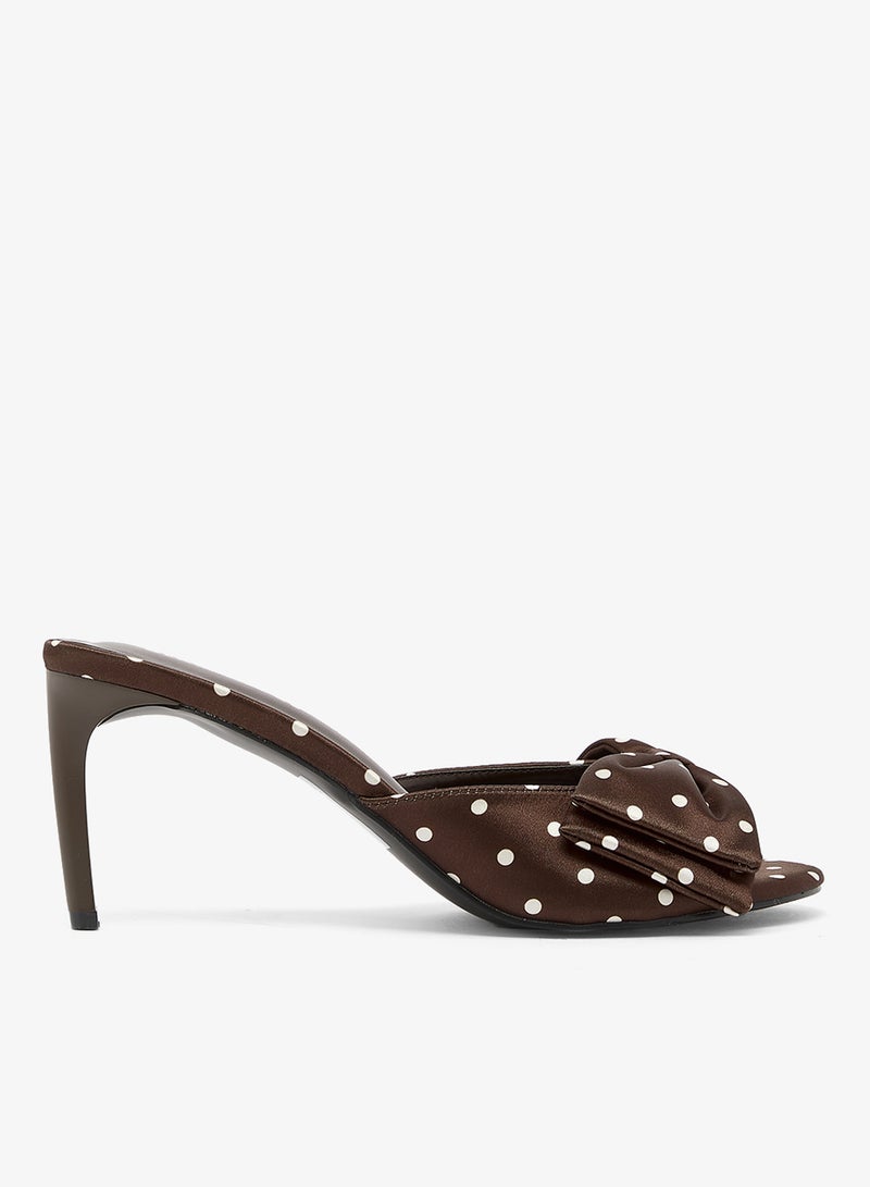 GLAMOROUS Bow Polka Dot Satin Sandals - Image 1
