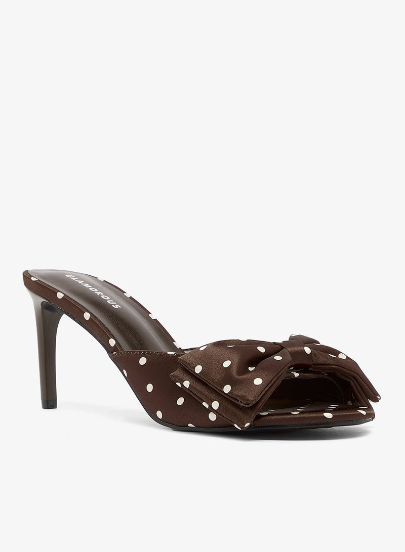 GLAMOROUS Bow Polka Dot Satin Sandals - Image 2