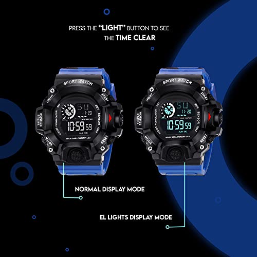 ASGARD Multi Functional Sports Digital Black Dial Men's Watch (Black Dial Blue Colored Strap) (Camo Blue) - Image 5