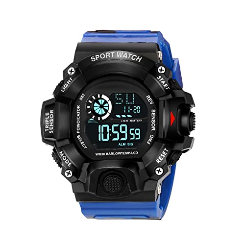 ASGARD Multi Functional Sports Digital Black Dial Men's Watch (Black Dial Blue Colored Strap) (Camo Blue) - Image 1
