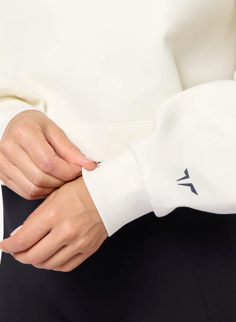 Squatwolf Pearl White Oversized Crop Hoodie for Women | Best Price UAE
