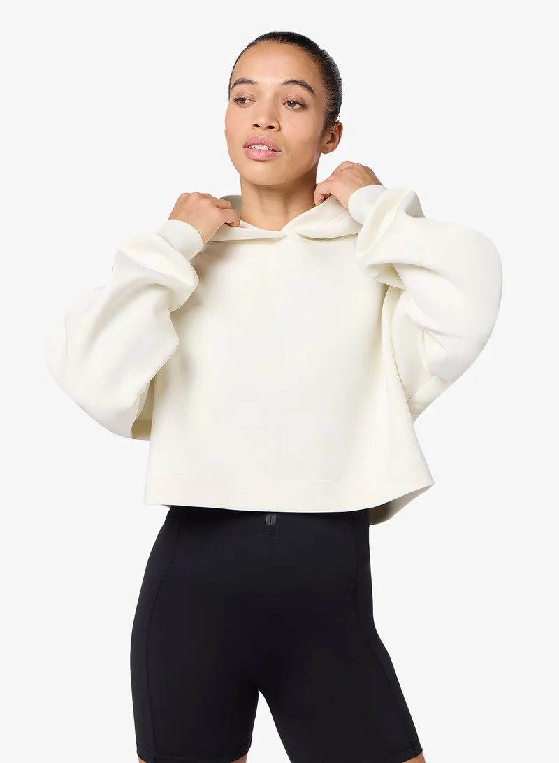 Squatwolf Pearl White Oversized Crop Hoodie for Women | Best Price UAE