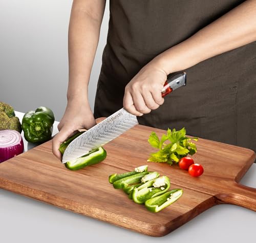 Gtencemen Large Acacia Wood Cutting Board with Handle Wooden Charcuterie Board Kitchen Chopping Block for Meat Cheese Vegetable Bread Fruit Serving Boards Wood Butcher Block Carving Board 17 X 13 - Image 3