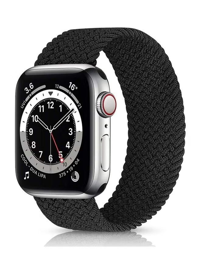 IAF Braided Solo Loop Stretchy Strap Compatible with Apple Watch Band SE 42/44mm iWatch Series 7/6/5/4/3/2/1 Black - Image 1