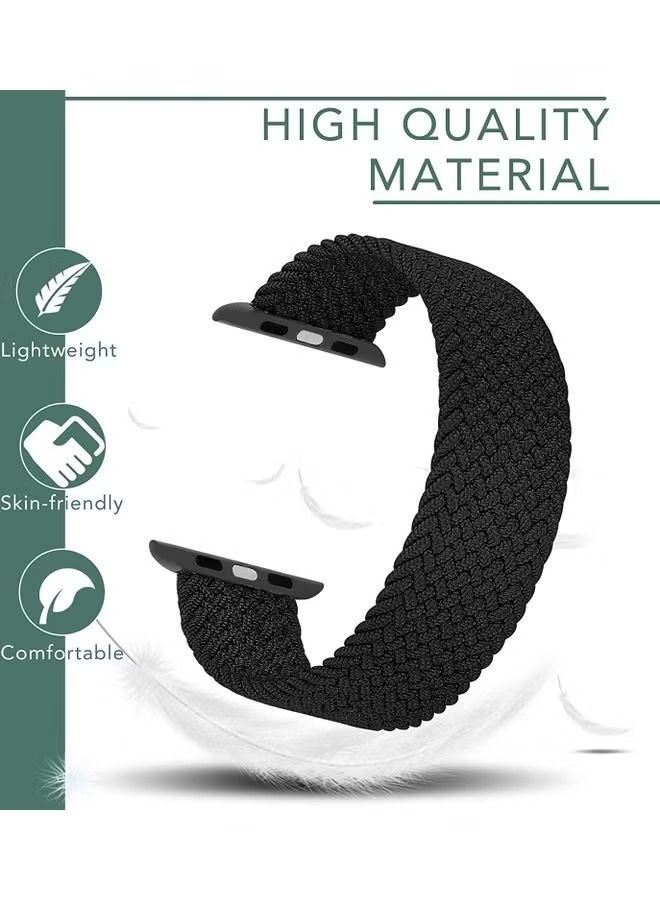 IAF Braided Solo Loop Stretchy Strap Compatible with Apple Watch Band SE 42/44mm iWatch Series 7/6/5/4/3/2/1 Black - Image 2