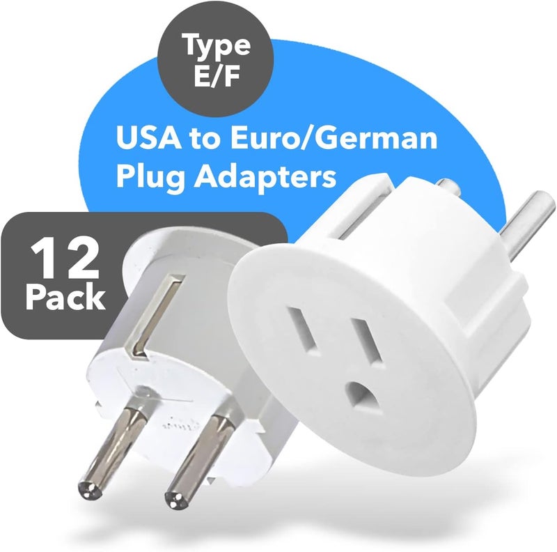 OREI American USA To European plug adapter – Type E/F schuko plug adapter - Use in Germany, France, & more - CE Certified – For Mobile, Laptop & Camera Chargers - 12 Pack - Image 2