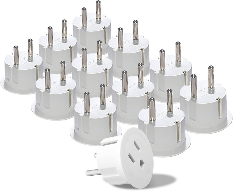OREI American USA To European plug adapter – Type E/F schuko plug adapter - Use in Germany, France, & more - CE Certified – For Mobile, Laptop & Camera Chargers - 12 Pack - Image 1