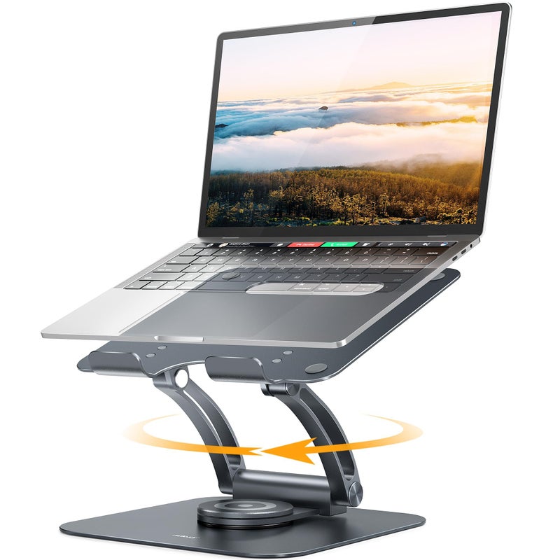 Nulaxy 360Â° Rotating Laptop Stand for Desk, Ergonomic Notebook Riser with Adjustable Swivel Base Foldable Computer Holder Portable Office Accessories Compatible with All 10-17" Laptops - Image 1