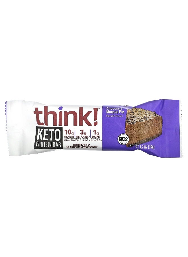 think! Think !, Keto Protein Bars, Chocolate Mousse Pie, 5 Bars, 1.2 oz (34 g) Each (Packaging may vary) - Image 3