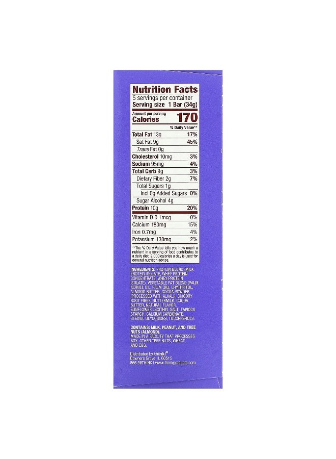 think! Think !, Keto Protein Bars, Chocolate Mousse Pie, 5 Bars, 1.2 oz (34 g) Each (Packaging may vary) - Image 2