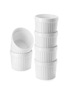 Generic SAMSLE 8 oz Ramekins Set of 6 Porcelain Ramekins Oven SafeSmall Souffle Dishes for Creme Brulee Ice Cream and Sauces 4 inch White Mini Baking Bowls  - Image 1