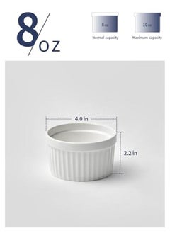 Generic SAMSLE 8 oz Ramekins Set of 6 Porcelain Ramekins Oven SafeSmall Souffle Dishes for Creme Brulee Ice Cream and Sauces 4 inch White Mini Baking Bowls  - Image 2