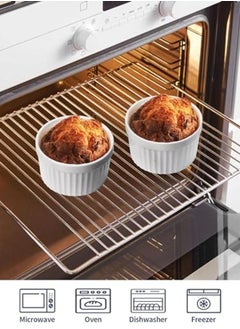 Generic SAMSLE 8 oz Ramekins Set of 6 Porcelain Ramekins Oven SafeSmall Souffle Dishes for Creme Brulee Ice Cream and Sauces 4 inch White Mini Baking Bowls  - Image 3