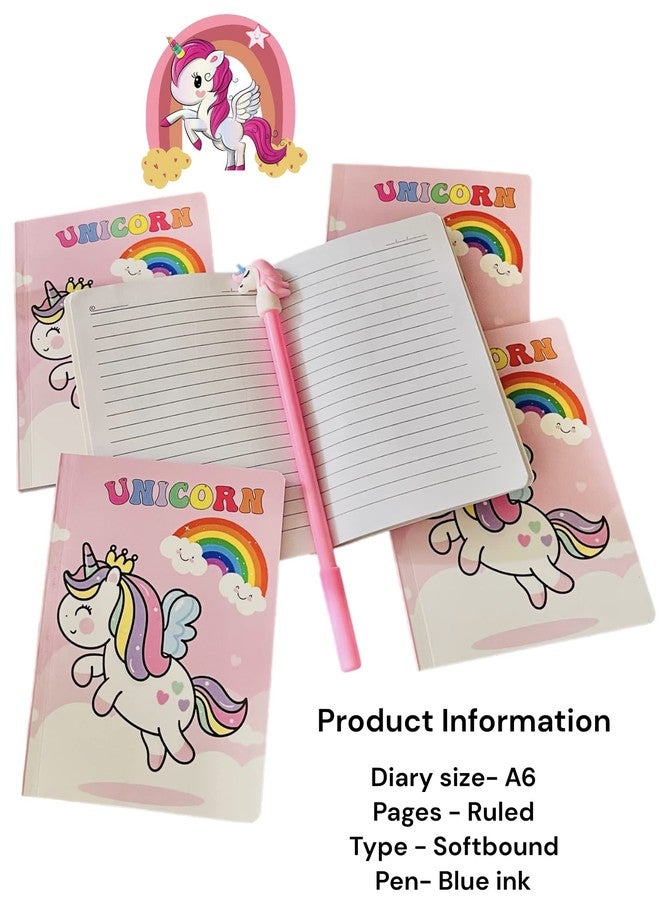 Le Delite Combo pack of pocket diary notebook for girls kids unicorn theme notepad gratitude memo pad secret journals easy to carry ( palm sized) combo pack of 5 diaries 5 unicorn gel pens / unicorn theme gifts - Image 3