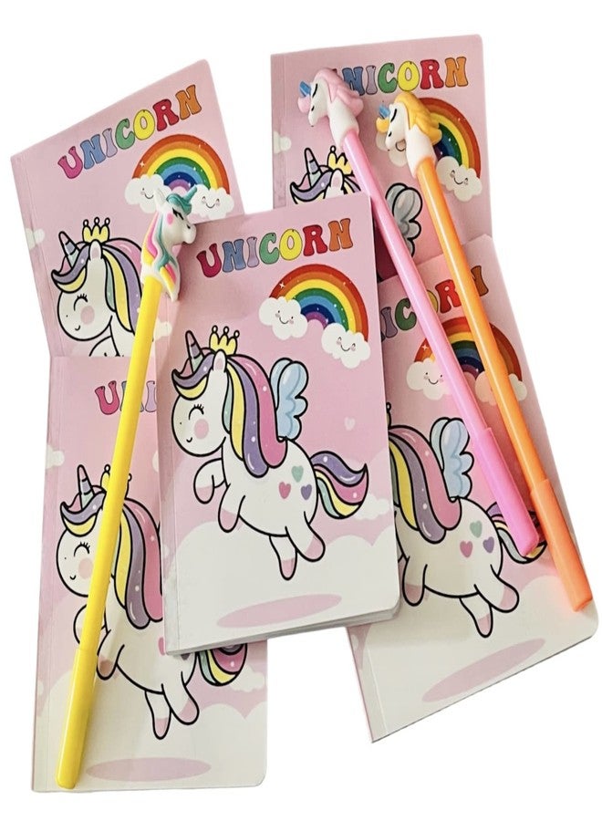 Le Delite Combo pack of pocket diary notebook for girls kids unicorn theme notepad gratitude memo pad secret journals easy to carry ( palm sized) combo pack of 5 diaries 5 unicorn gel pens / unicorn theme gifts - Image 1