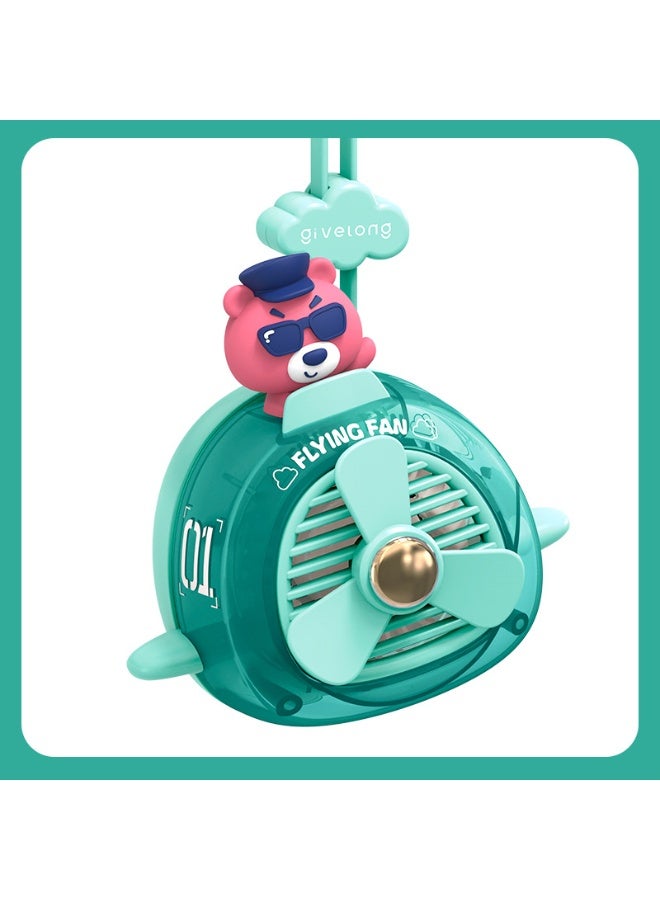 Nariele New USB Cute Pet Airplane Neck Hanging Small Fan