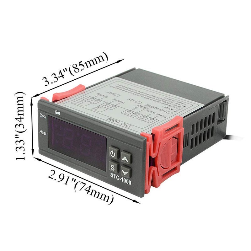 Aookay STC-1000 Digital Temperature Controller Thermostat 110-220V 1m Waterproof Sensor Heating Cooling LED Temp Control Relay Incubator - Image 4