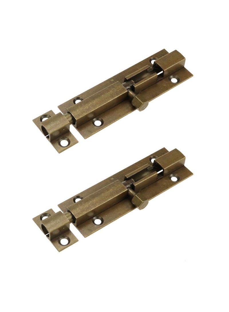 GOMETY 3 Inch Solid Cast Brass Barrel Bolt, Antique Brass Door Slide Latch Lock, Heavy Duty Gate Sliding Bolt Latch- Bronze (Pack of 2)  - Image 1