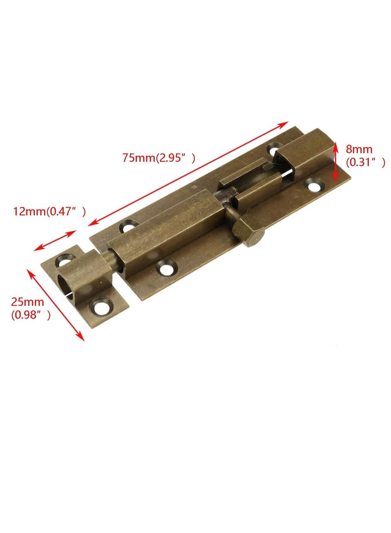 GOMETY 3 Inch Solid Cast Brass Barrel Bolt, Antique Brass Door Slide Latch Lock, Heavy Duty Gate Sliding Bolt Latch- Bronze (Pack of 2)  - Image 3