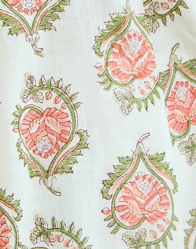 Fabindia  Pink Cotton Hand Block Printed Long Kurta for Women | Best Price UAE