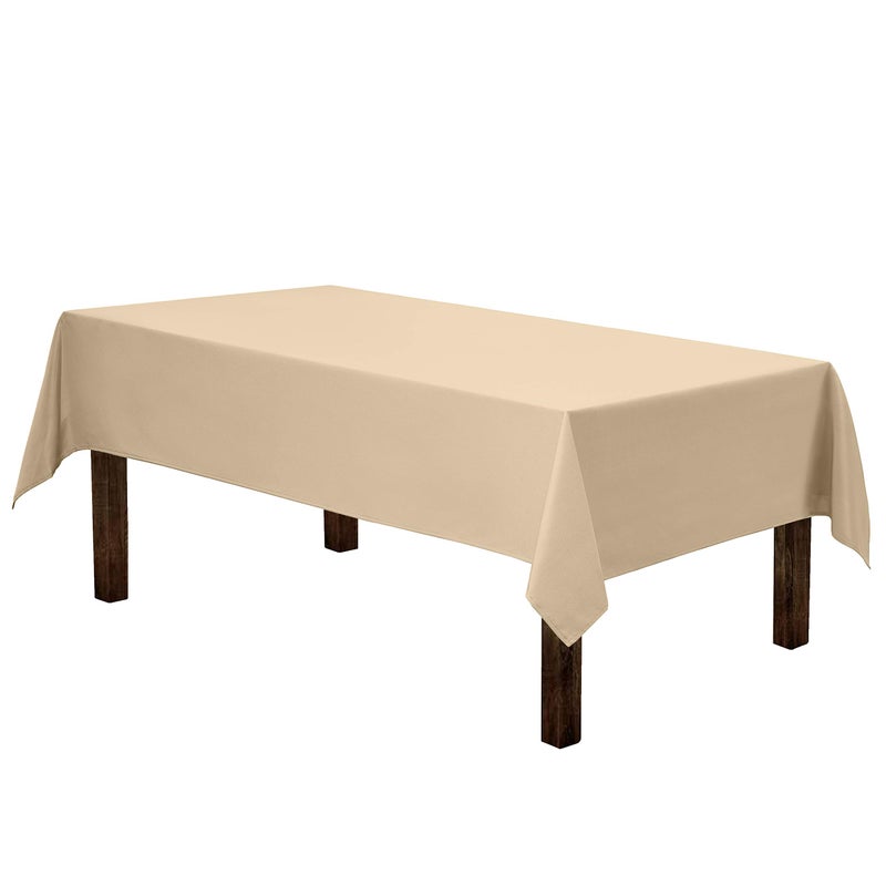 Gee Di Moda Rectangle Tablecloth - 60 x 84 Inch  Beige Rectangular Table Cloth in Washable Polyester  Great for Buffet Table  Parties  Holiday Dinner  Wedding & Baby Shower