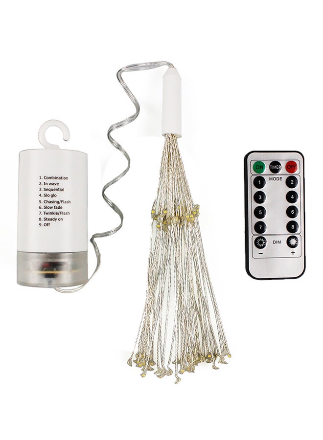 Loquat Explosion Ball Fireworks Copper Wire String LED Light With Remote Control White/Gold 23 x 6 x 6cm - Image 1