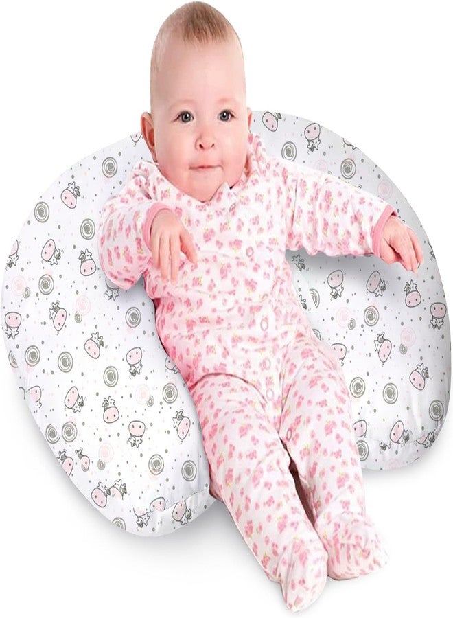 LittleDuds Baby Feeding Pillow for New Born Baby, Breastfeeding & Nursing Pillow with Removable Cover, Infant Support Cushion for 0–24 Months, Tummy Time Pillow | Cottage Care (Flying Cow) - Image 1