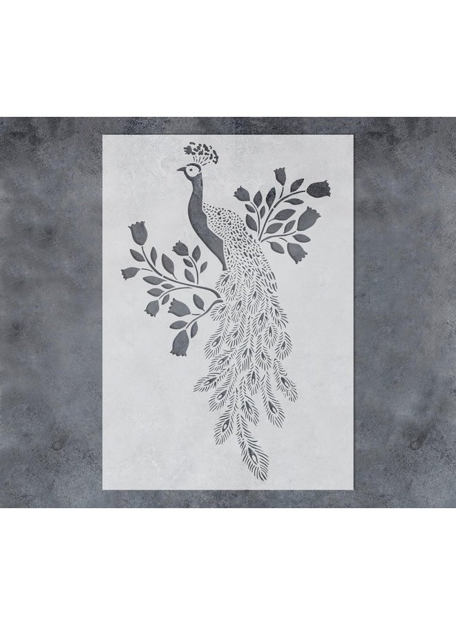 G GSS Designs Gss Designs Large Peacock Stencils 16X24Inch Reusable Peacock On Tree Wall Stencils For Painting Large Pattern Mylar Peacock Feather Stencil For Walls  - Image 2
