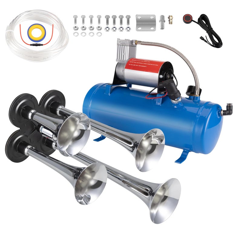 BANHAO Train Horns Kit for Trucks 12V 180dB Super Loud Truck Air Horn with 16 gallon 150 PSI Air Compressor Tank Can for Car Jeep SUV Train Pickup Boat and Other Vehicles