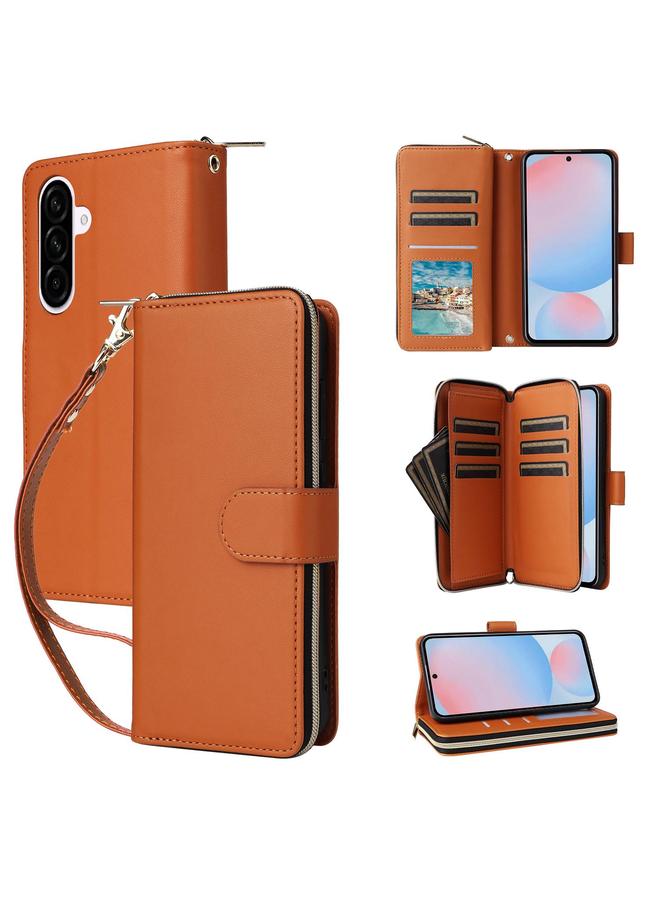 erorex Case For Samsung Galaxy A56 Nine-card Slots Zipper Wallet Bag Leather Phone Case - Image 1