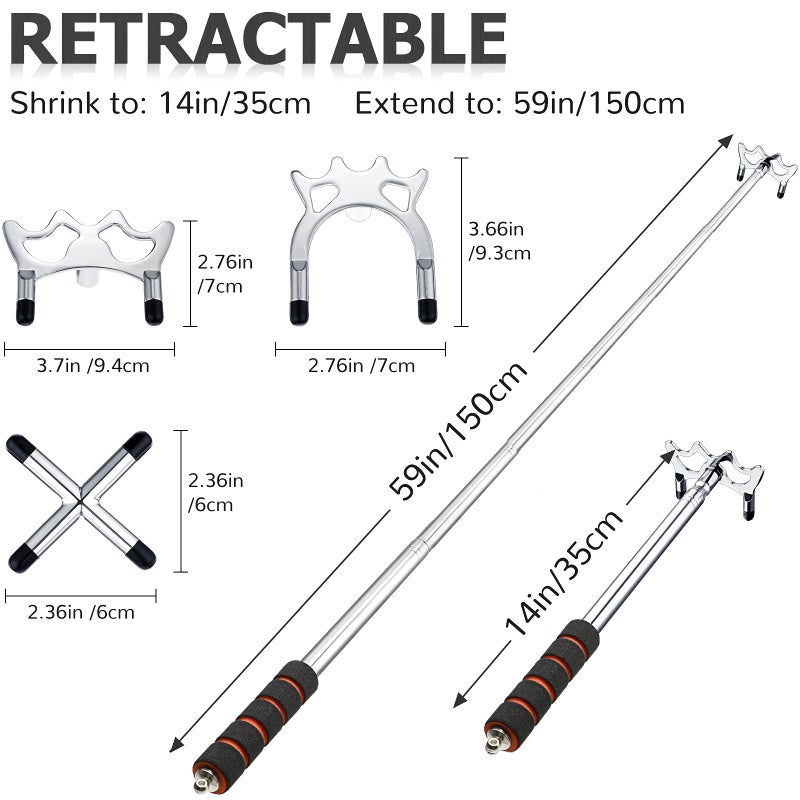 Skylety Retractable Billiards Cue Stick Bridge with 3 Pieces Removable Brass Bridge Head, Snooker Set Billiards Pool Cue Accessory for Pool Table(Silver) - Image 3
