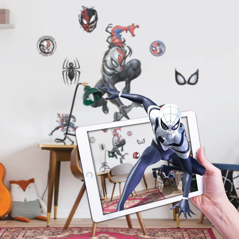 Wall Palz Marvel Venomized SpiderMan Wall Decals SpiderMan Wall Decal with 3D Augmented Reality Interaction 27 Tall Venom Symbiote Peel and Stick Room Decor
